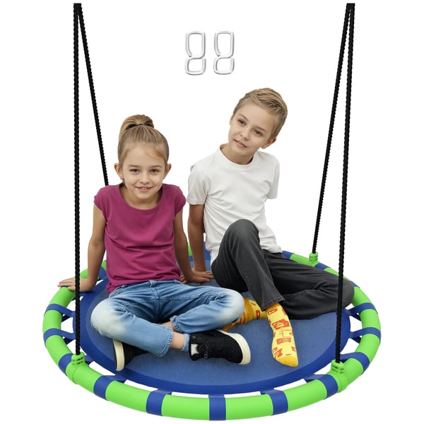 Fågelbogunga för barn - Rund trädgårdsgunga - Ø100 cm - Höjdjusterbar till 180 cm - Max 150 kg - Textilene & metall - Svart