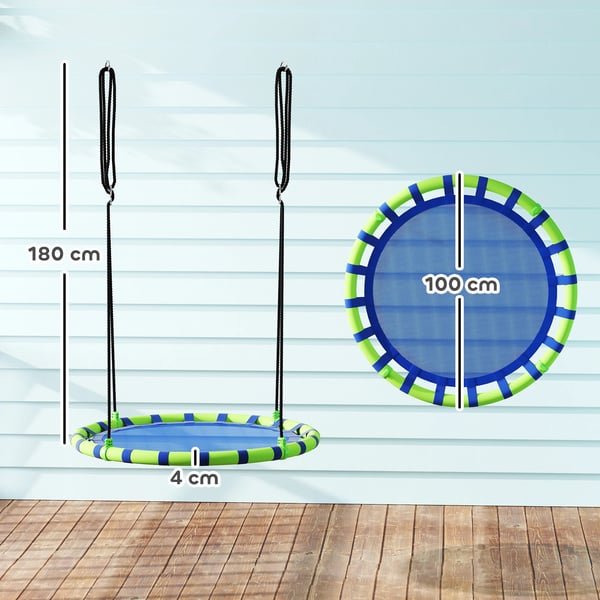 Barngunga - Rund fågelbogunga - Ø100 cm - Justerbar höjd upp till 180 cm - Max 150 kg - För trädgård - Textilene & metall - Blå