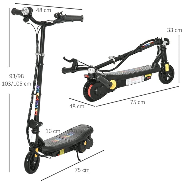 Elsparkcykel för barn - Hopfällbar - LED-strålkastare - Max 12 km/h - För 7–14 år - 2 hjul - 75×48×105 cm - Blå