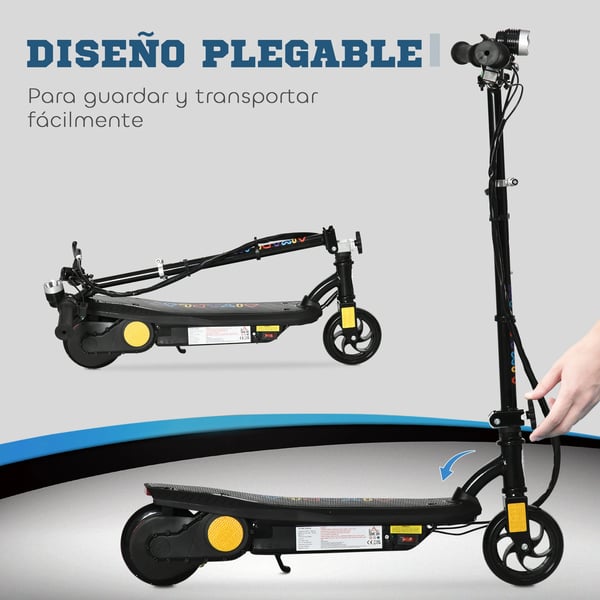 Elsparkcykel för barn - Hopfällbar - LED-strålkastare - Max 12 km/h - För 7–14 år - 2 hjul - 75×48×105 cm - Blå