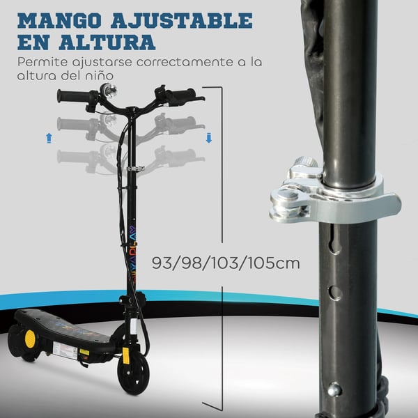 Elsparkcykel för barn - Hopfällbar - LED-strålkastare - Max 12 km/h - För 7–14 år - 2 hjul - 75×48×105 cm - Blå