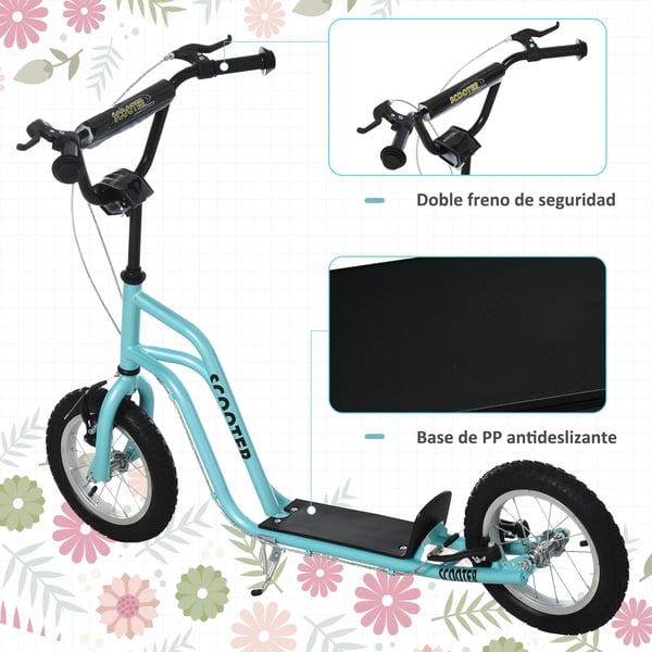 Barnsparkcykel - 2-hjulig kickbike - Från 5 år - Höjdjusterbart styre - Stålram - Max 100 kg - 120×58×80 cm - Svart