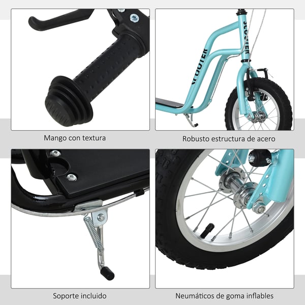 Barnsparkcykel - 2-hjulig kickbike - Från 5 år - Höjdjusterbart styre - Stålram - Max 100 kg - 120×58×80 cm - Svart