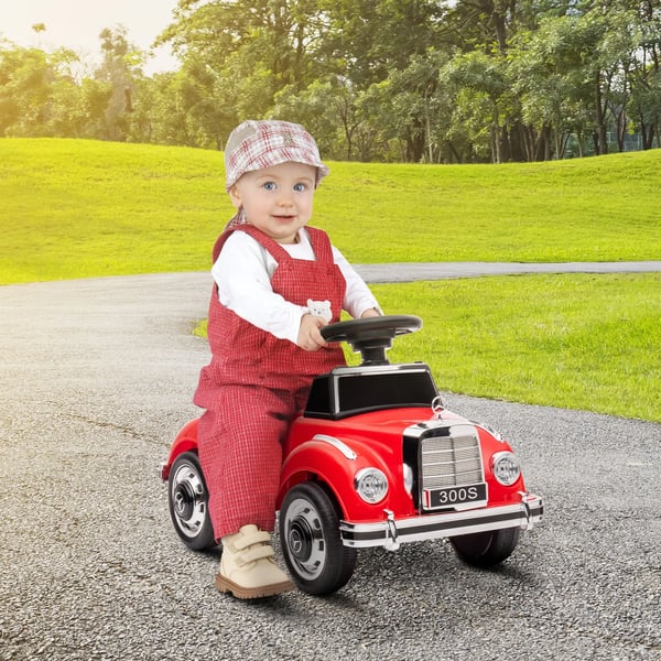 Barn gåbil - Fyrhjulig ride-on - Rattstyrning - Förvaring - Vältskydd - PP & metall - 77,5×41,5×45 cm - Röd