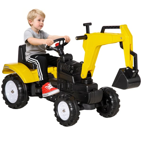 Barntraktor - Pedaltraktor Åkleksak - Frontskopa - Tuta - Fyra Hjul - Storlek 107×42×71 cm - Från 3 År - Gul