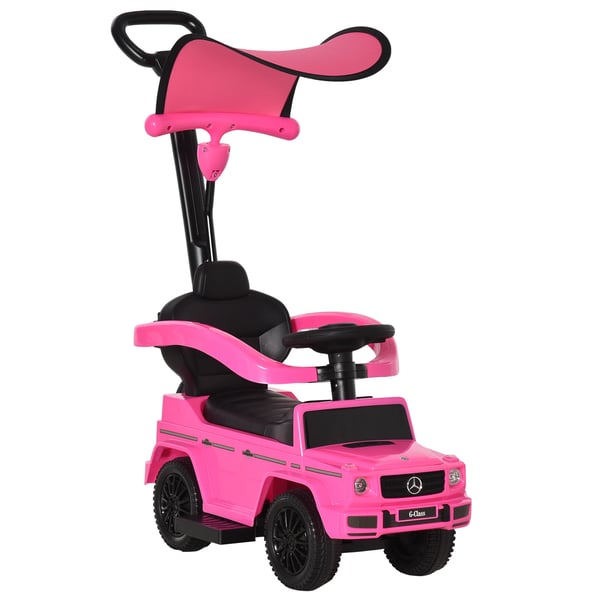 Gåbil för Barn - Ride-on Bil - 1–3 År - 4 Hjul - Metallram - Med Skjutstång - Icke-elektrisk - 85,5×40,5×95 cm - Rosa