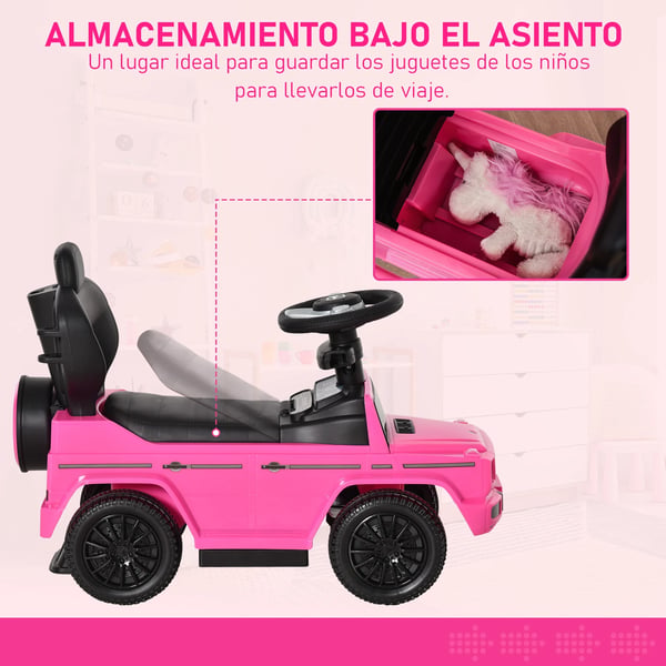Gåbil för Barn - Ride-on Bil - 1–3 År - 4 Hjul - Metallram - Med Skjutstång - Icke-elektrisk - 85,5×40,5×95 cm - Rosa