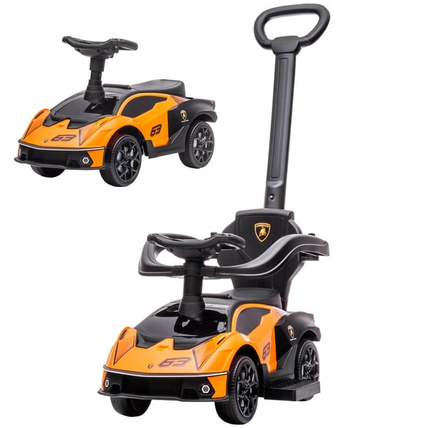 Gåbil för barn - 2-i-1 ride-on med skjuthandtag - 12–36 Månader - Tuta - 4 Hjul - PP + Metall - Utan Elektronik - Orange/Svart