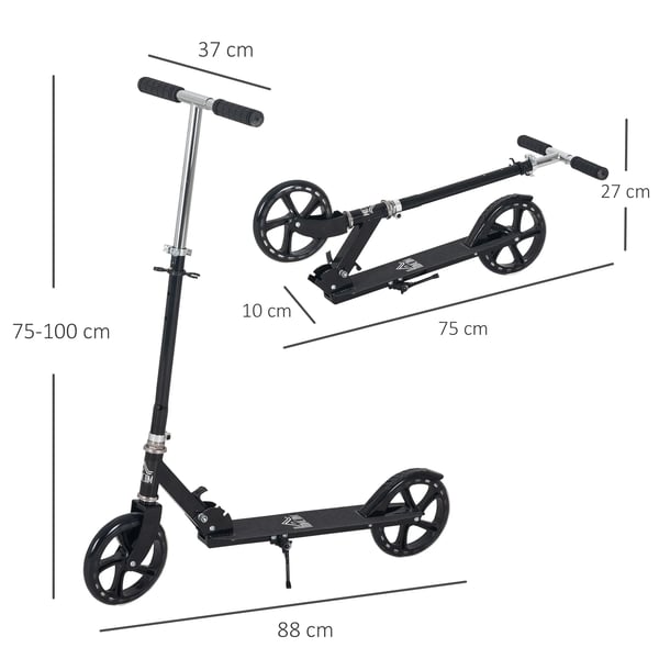 Sparkcykel för barn - Kickbike - 7–14 år - Hopfällbar - Justerbart styre upp till 100 cm - 2 hjul - Aluminiumlegering - 88×37×100 cm - Vit