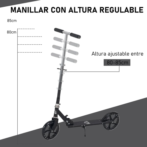 Sparkcykel för barn - Kickbike - 7–14 år - Hopfällbar - Justerbart styre upp till 100 cm - 2 hjul - Aluminiumlegering - 88×37×100 cm - Vit