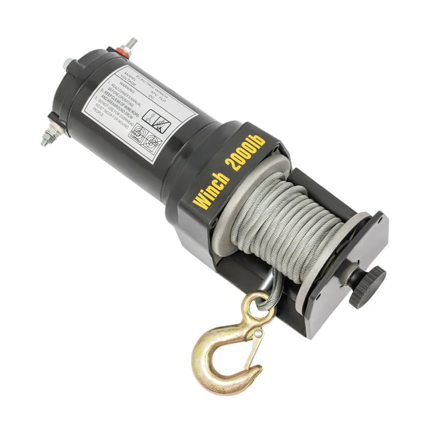 Elektrisk spil - 12V - IP67 vandtæt - 200 kg lodret løft, 900 kg trækkraft - Terrænredning & bugsering - Sort
