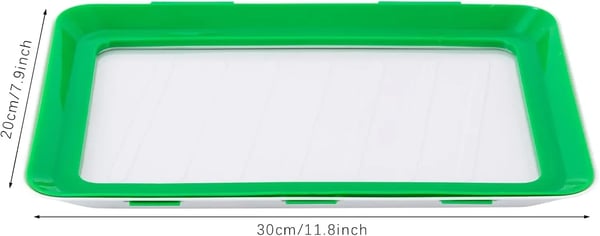 Madopbevaring - Vakuumforseglet bakke - 4-pak - 30 x 22 cm - Stabelbar - Til køleskab - Grøn