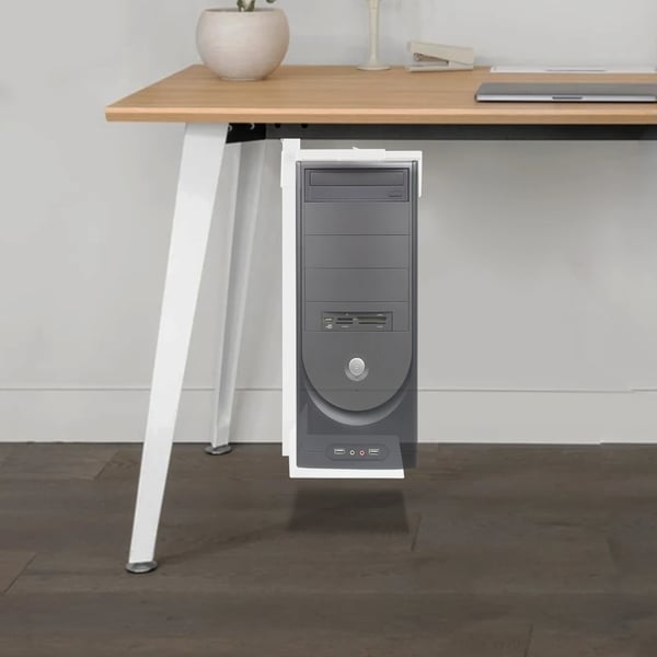 PC-hållare - Väggfäste och under skrivbord - Justerbar - Max 30 kg - Rektangulär - Vit