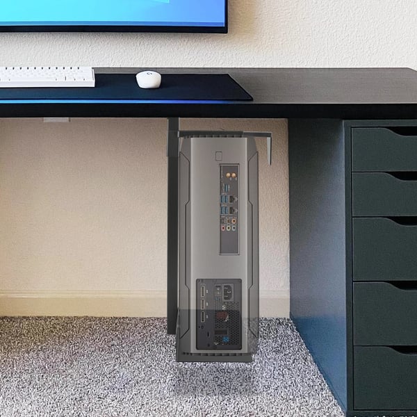 PC-hållare - Väggfäste och under skrivbord - Justerbar - Max 30 kg - Rektangulär - Vit