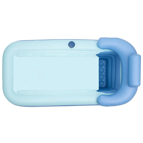 Bærbart oppusteligt badekar - Fritstående rektangulært - Størrelse 150×80 cm - Ryglæn & Kopholder - Afløbsslange 65 cm - PVC - Max 85 kg, ≤1,7 m