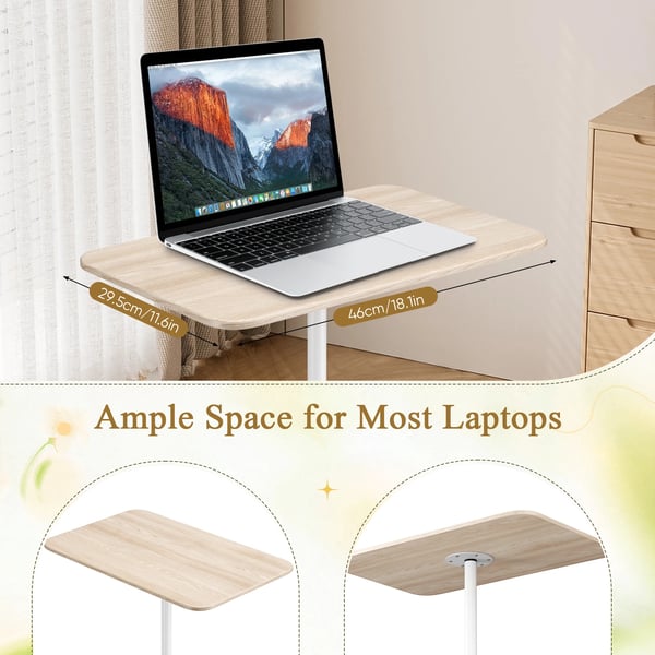 Hæve-sænkebord - Mobilt computerbord - Rektangulær bordplade 45,7 cm - Drejehjul - Stabilt og robust - Fritstående - Dyblilla