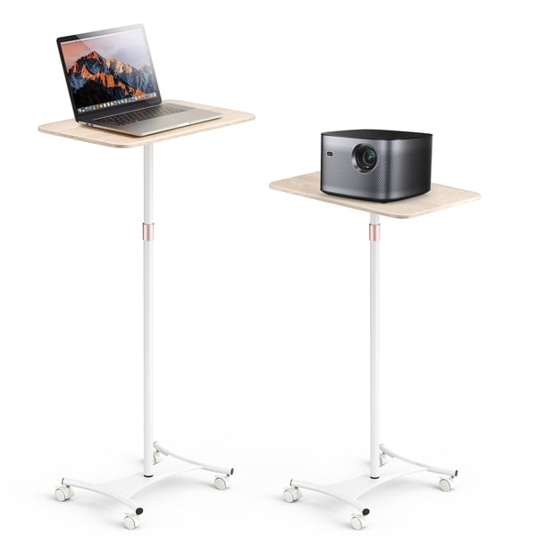 Hæve-sænkebord - Mobilt computerbord - Rektangulær bordplade 45,7 cm - Drejehjul - Stabilt og robust - Fritstående - Dyblilla