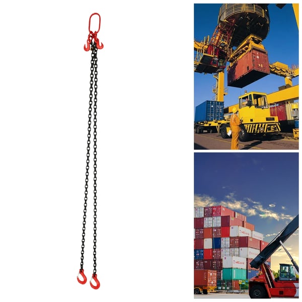 Kättingstropp - Tvåbent Lyftkedja - Bärkapacitet 2 t (2000 kg) - Benlängd 2 m (200 cm) - Legeringsstål - Svart