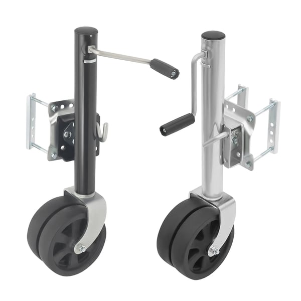 Trailerstøttehjul - Jockeyhjul - Dobbelt hjul - Bæreevne 907 kg - Slaglængde 26 cm - Sort