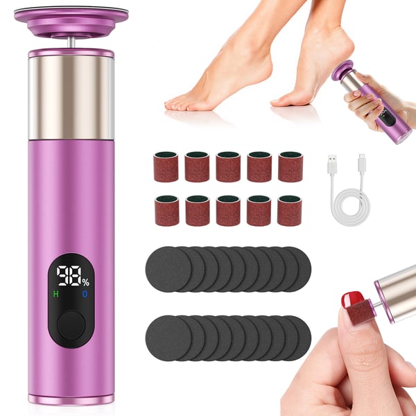 Kynsi- ja jalkahoitolaite - 2-in-1 pedikyyri/manikyyri - Langaton - LED-näyttö - 400–600 rpm - 1200 mAh - USB-C-lataus - Vaaleanharmaa