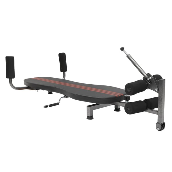 Teleskopisk rygdekompressionsbænk - Inversionsbord - Belastning 150 kg - Justerbar 145–185 cm - Til højde 1,45–1,85 m - Sort