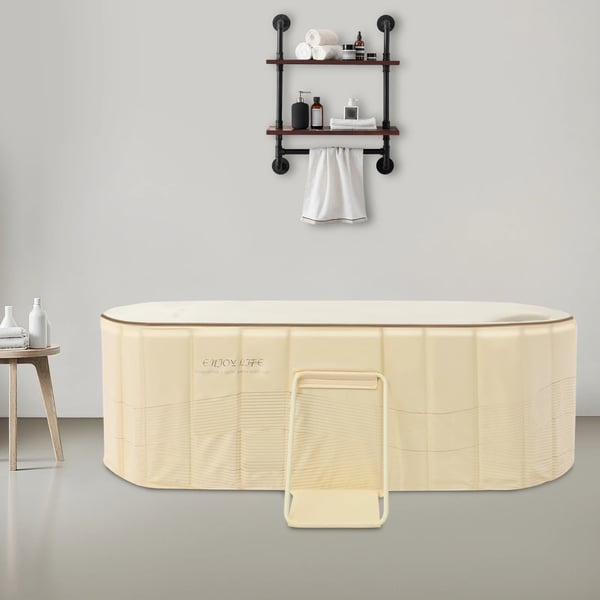 Sammenklappeligt badekar - Bærbar badebalje - 150×55×50 cm - PVC - Til isbad, hjem og SPA - Gul