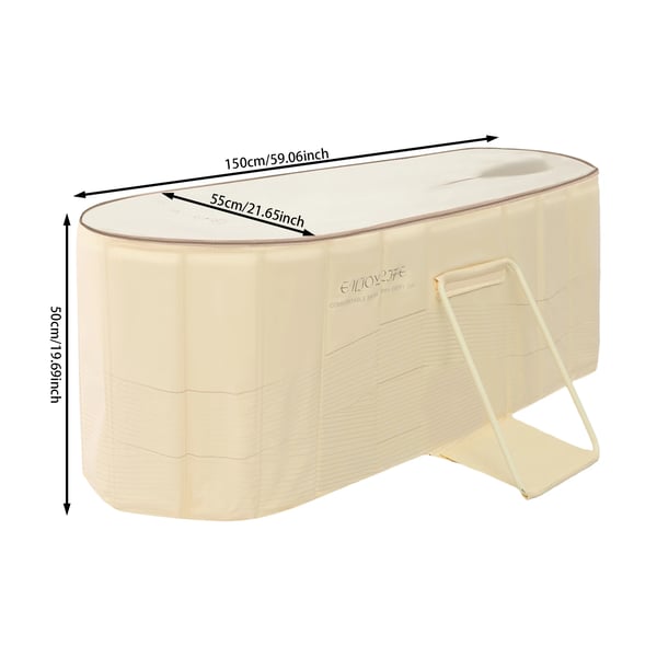 Sammenklappeligt badekar - Bærbar badebalje - 150×55×50 cm - PVC - Til isbad, hjem og SPA - Gul