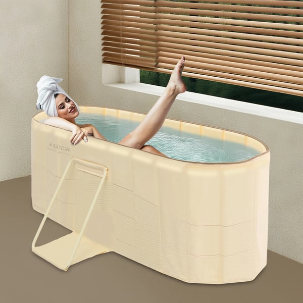 Sammenklappeligt badekar - Bærbar badebalje - 150×55×50 cm - PVC - Til isbad, hjem og SPA - Gul