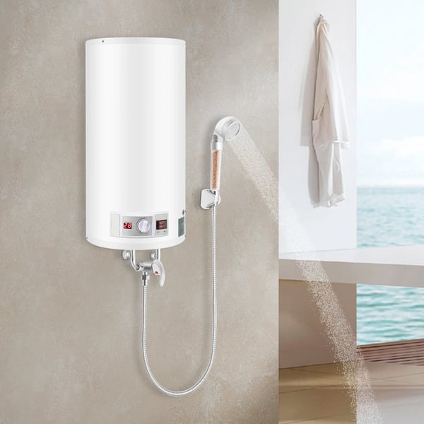 Elektrisk vandvarmer - 50 L - 2000 W - Lodret vægmontering - 25–75 °C Termostat - IPX4 - Rustfrit stål & emalje