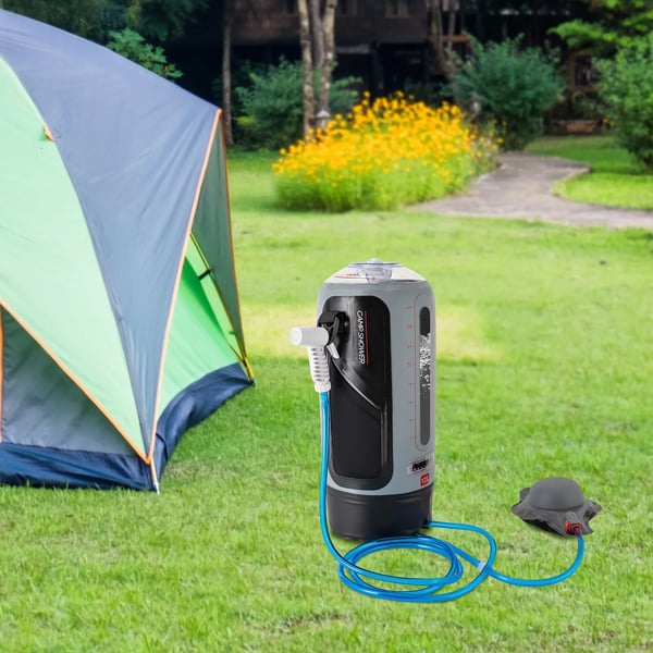 Campingbruser 12 l - Bærbar trykbruser - Vandtæt gummi - Med opbevaringstaske - Ikke-elektrisk - Sort