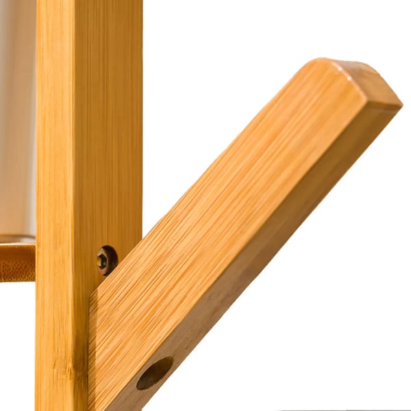Bambus stumtjener - Gulvstående knagerække - 9 Kroge - 3 Hylder - Robust Design - Nem Samling