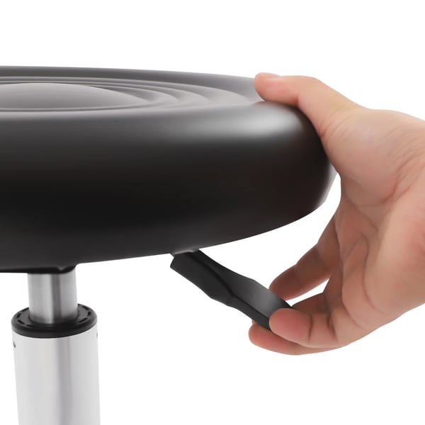 Rulletaburet - Snurrestol - Højdejusterbar - 360° drejbar - 5 hjul - Max 150 kg - Ergonomisk sæde - Stålramme - Sort