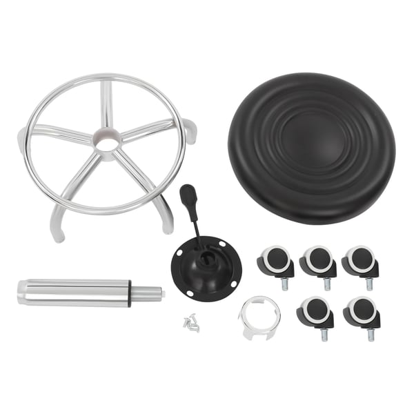 Rulletaburet - Snurrestol - Højdejusterbar - 360° drejbar - 5 hjul - Max 150 kg - Ergonomisk sæde - Stålramme - Sort