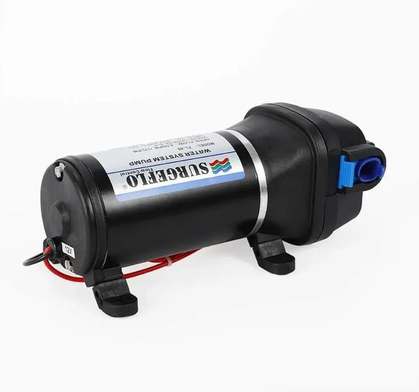 Vandpumpe - Centrifugal Trykforøgerpumpe - 12V DC - 40 PSI - Til Spildevand - EU-stik - Intermitterende Drift - Sort