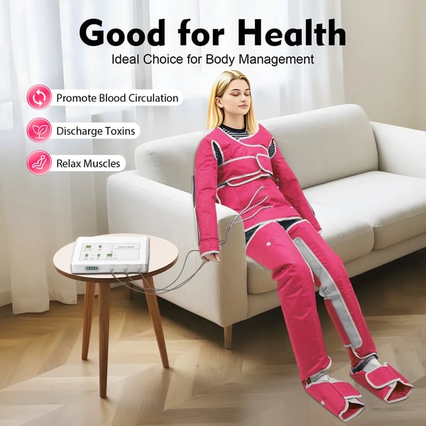 Pressoterapi lufttryksdragt - Varmemassage - Tryk 7 niveauer - Varme 35–80°C - Timer 0–90 min - Effekt 400 W - Oxfordstof - Hjem & salon