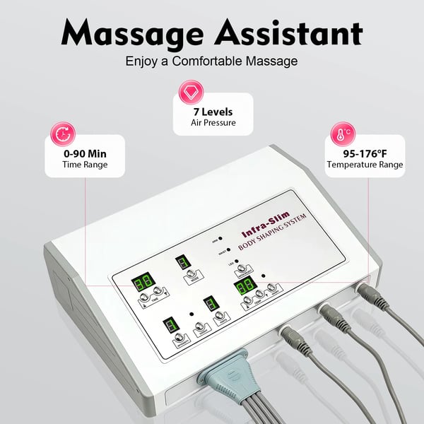 Pressoterapi lufttryksdragt - Varmemassage - Tryk 7 niveauer - Varme 35–80°C - Timer 0–90 min - Effekt 400 W - Oxfordstof - Hjem & salon