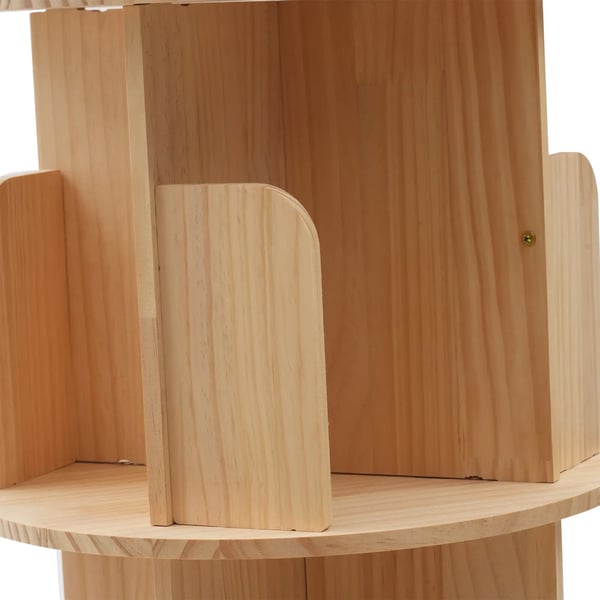 Roterende bogreol - Gulvstående bogreol - 360° drejbar - Cylindrisk - Fyrretræ - 46×46×31 cm - Max 50 kg - Natur