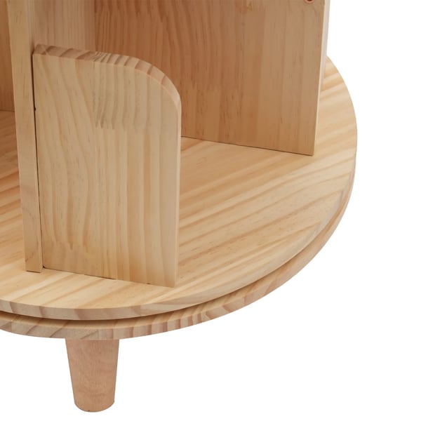 Roterende bogreol - Gulvstående bogreol - 360° drejbar - Cylindrisk - Fyrretræ - 46×46×31 cm - Max 50 kg - Natur