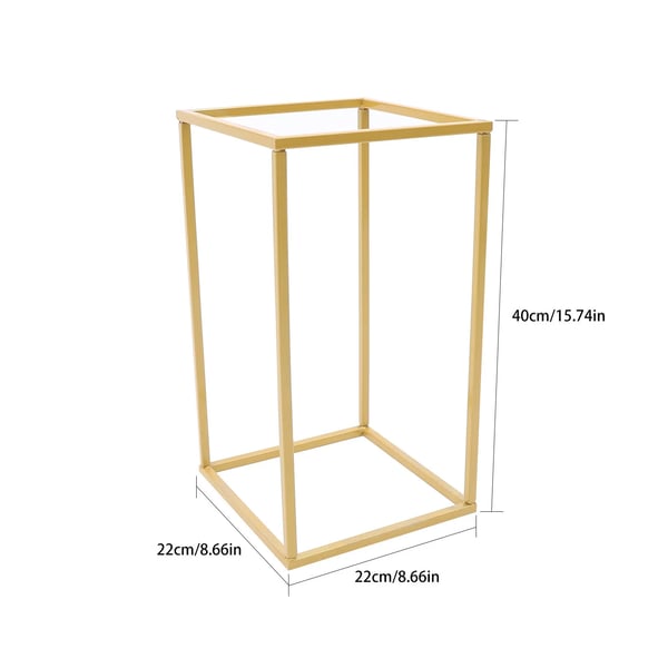 Blomsterstativ til bryllup - Kvadratisk metalsøjle - 22×22×40 cm - Jern - Sæt med 2 - Til gang og bagtæppe - Guld