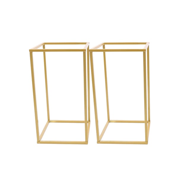 Blomsterstativ til bryllup - Kvadratisk metalsøjle - 22×22×40 cm - Jern - Sæt med 2 - Til gang og bagtæppe - Guld