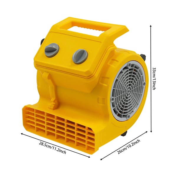 Bærbar tørreblæser - Gulv- og tæppetørrer - 250 W - 3 Hastigheder - Timer - 220 V EU-stik - Gul