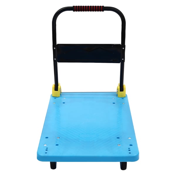 Plattformsvagn - Hopfällbar transportvagn - 400 kg Maxlast - 60×90×89 cm - 2 Fasta + 2 Svängbara hjul - PP & järn - Blå