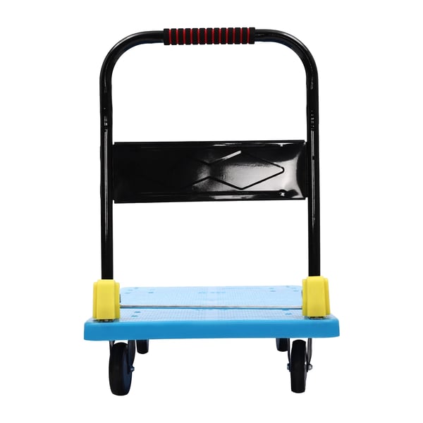 Platformvogn - Sammenklappelig transportvogn - 400 kg Bæreevne - 60×90×89 cm - 2 Faste + 2 Drejehjul - PP & jern - Blå