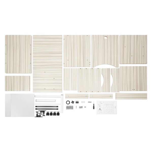 Roterende sidebord - Sofabord/Natbord - Drejeligt 360°, 180° Op/Ned - E1 MDF & Kulstofstål - Tophylde Max 20 kg - Hvid
