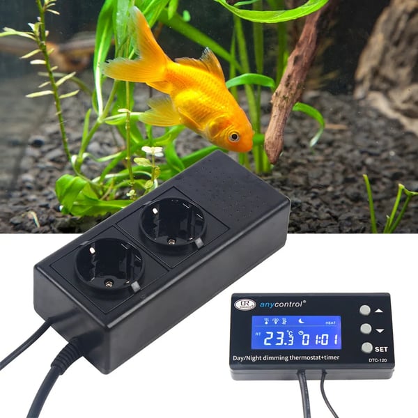 PID Termostat - Temperaturregulator - 220 V AC - 0–50 °C - NTC-sensor - 16 A/250 V - Til terrarium/akvarium/drivhus - Sort