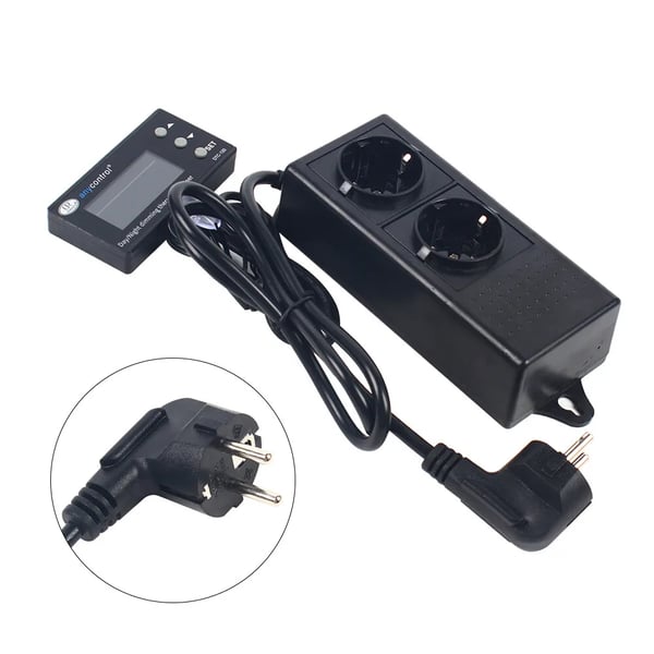PID Termostat - Temperaturregulator - 220 V AC - 0–50 °C - NTC-sensor - 16 A/250 V - Til terrarium/akvarium/drivhus - Sort