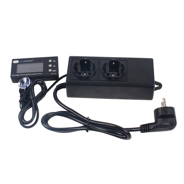 PID Termostat - Temperaturregulator - 220 V AC - 0–50 °C - NTC-sensor - 16 A/250 V - Til terrarium/akvarium/drivhus - Sort