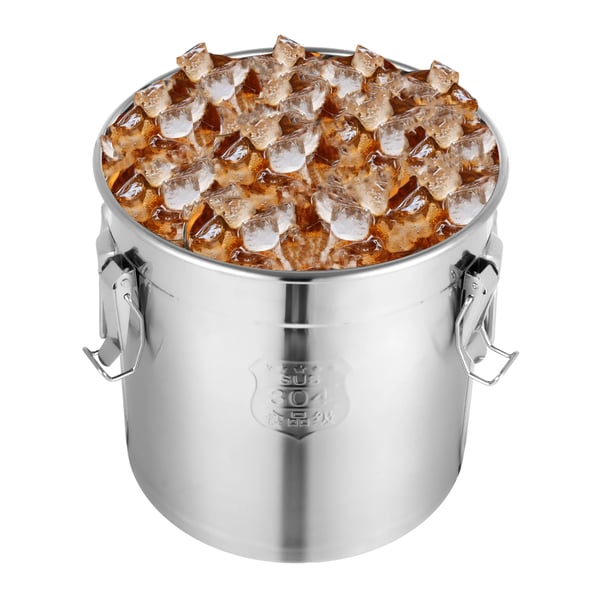 Fødevarebeholder - Korn-/Risspand 33 L - 304 Rustfrit Stål - Lufttæt Silikonepakning Med Låg - Cylindrisk - Sølv