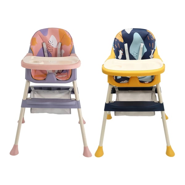 Babystol 4-i-1 - Højstol - Sammenklappelig - Bærbar - Aftagelig dobbeltbakke - Med fodstøtte - Til 1–2 år - Pink