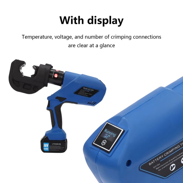 Elektrisk hydraulisk presstang - Batteridrevet crimpværktøj - 120 kN kraft - Genopladelig - 12 matricer - Naturfarve